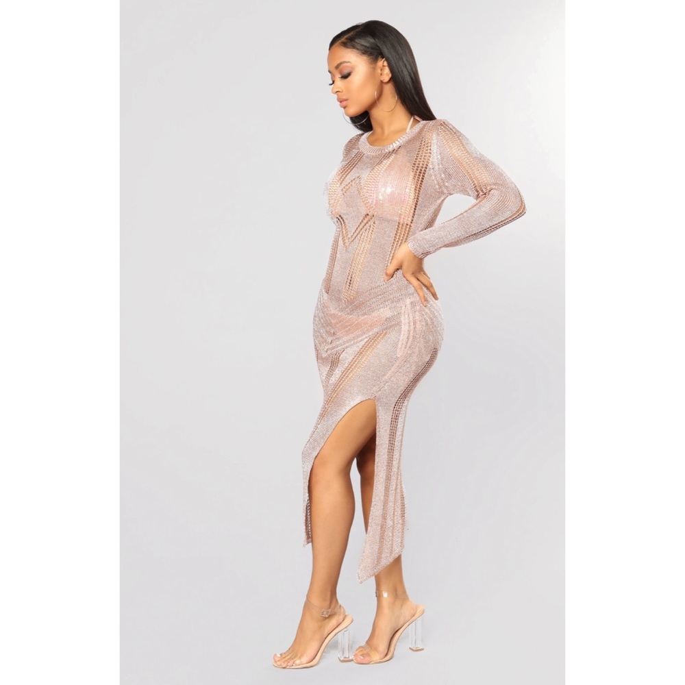 NWT Beach Cover Up Dress S - Rose Gold - Picture 3 of 4